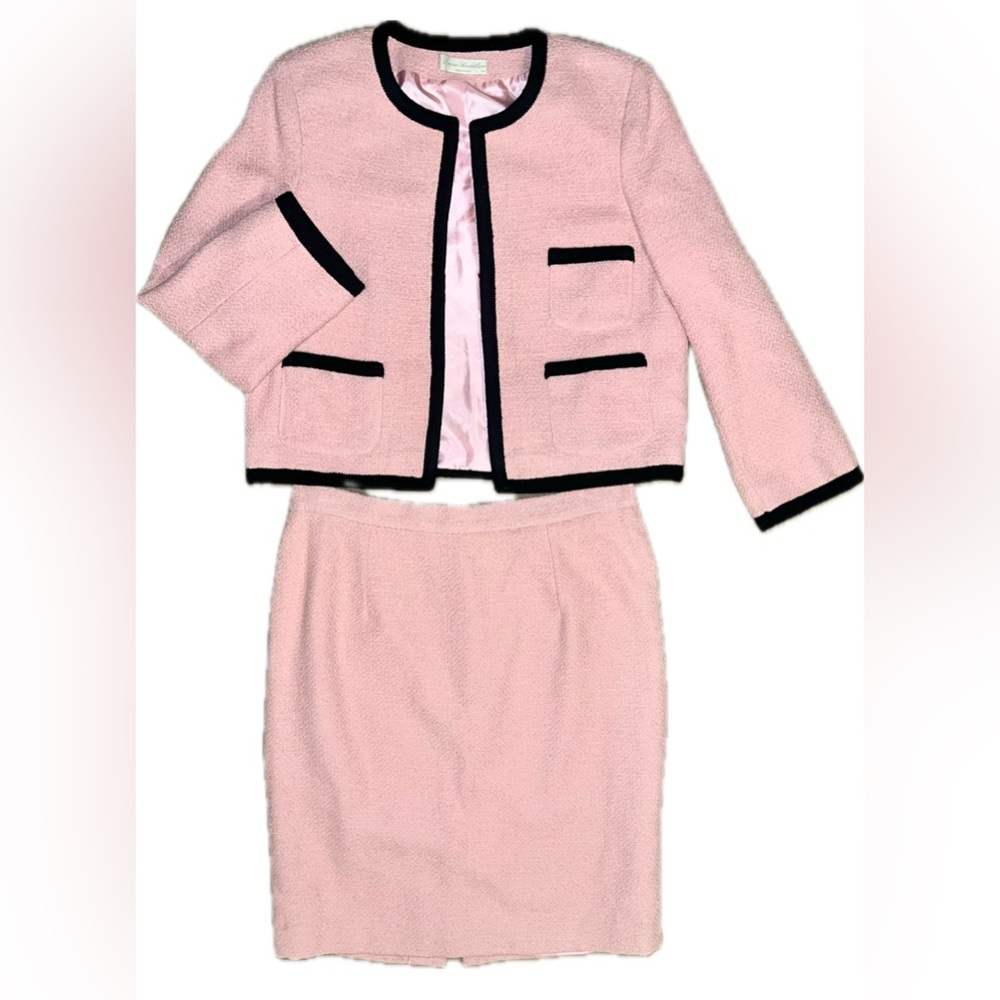 Lucia Icodellaro Vintage Pink Black Skirt Set Textured